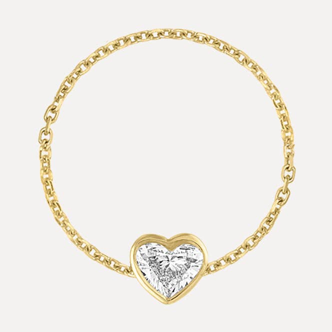 Mini Diamond Heart Chain Ring for wholesale by Kelly Bello Design