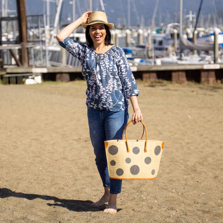 Shebobo - Wholesale Tote Bag - Women's - Capri Polka Dot Small Straw Tote Bag1