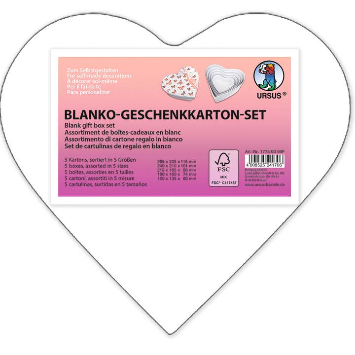 Blank gift box set “Heart” for wholesale by URSUS® / Buntpapierfabrik Ludwig Bähr GmbH & Co. KG