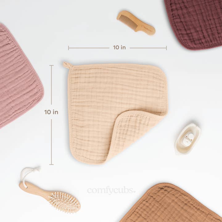 Comfy Cubs - Wholesale Wash cloth – Child & baby - Muslin Baby Washcloths, Soft 10"x10" Cotton by Comfy Cubs127