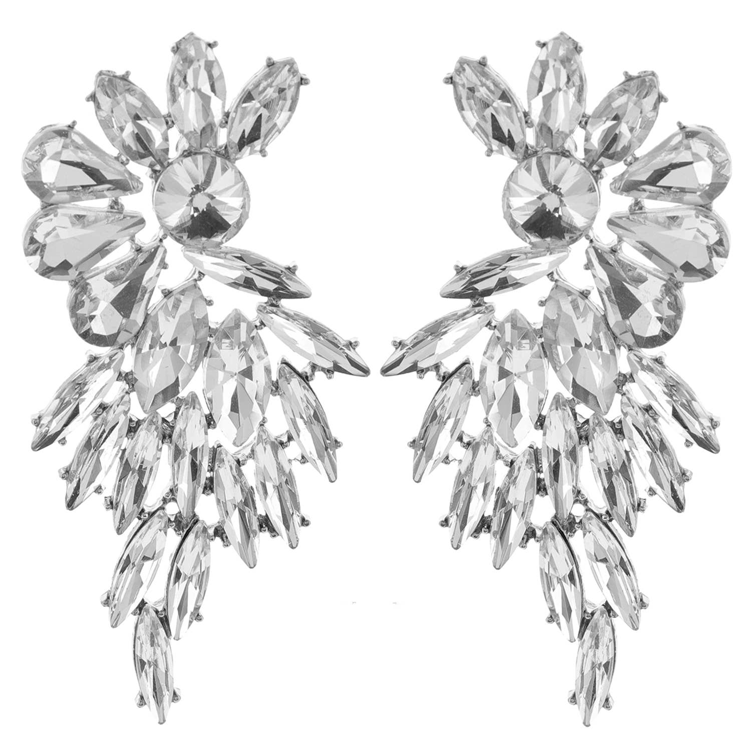 SP Sophia Collection - Wholesale Dangle Earrings - Rhinestone Crystal Petal Cluster Wings Drop Earrings3