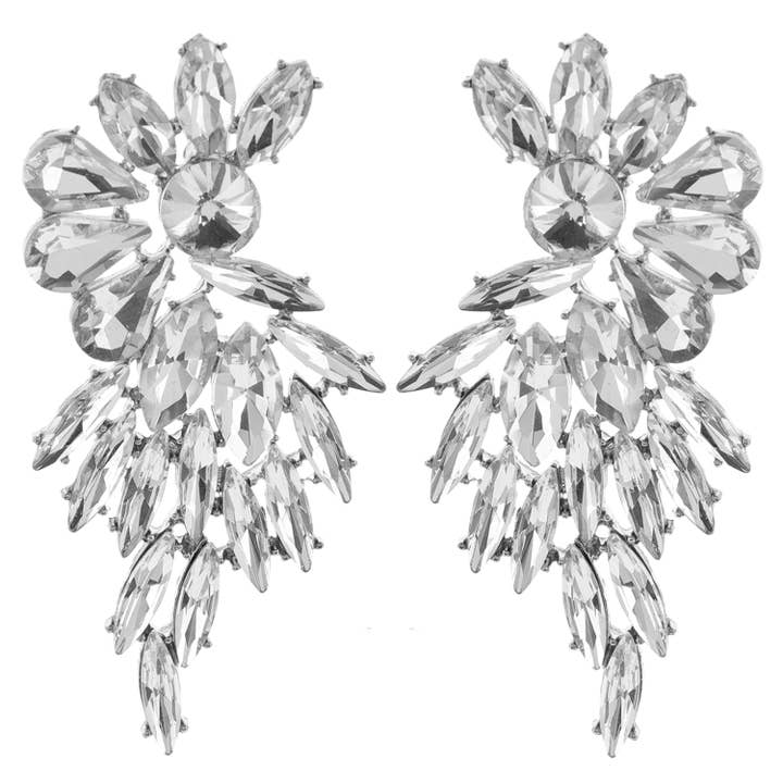 SP Sophia Collection - Wholesale Dangle Earrings - Rhinestone Crystal Petal Cluster Wings Drop Earrings3