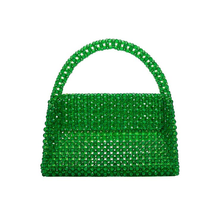 Borsa a Mano Piccola con Perline Sherry Emerald per la vendita all'ingrosso da parte di Melie Bianco