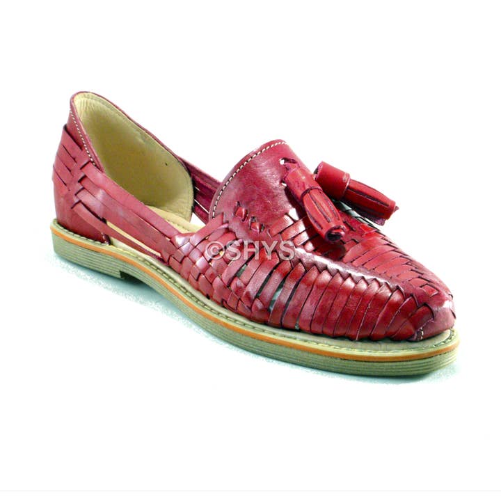 Sandali messicani in pelle per donna rossi Dds-034-1 per la vendita all'ingrosso da parte di SHYS