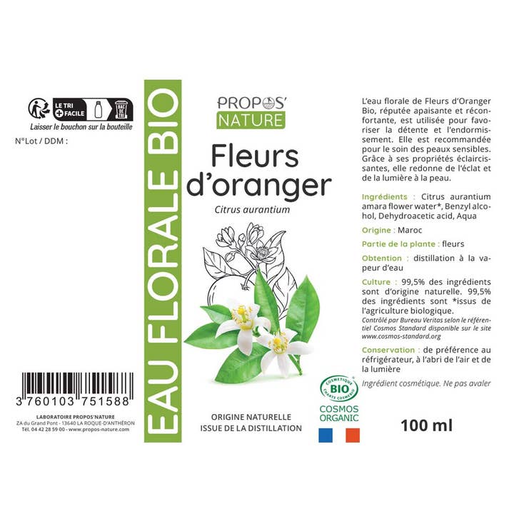 Propos'Nature – wholesale Ansikts- och kroppsspray – Ekologiskt Apelsinblomsvatten 100 ml