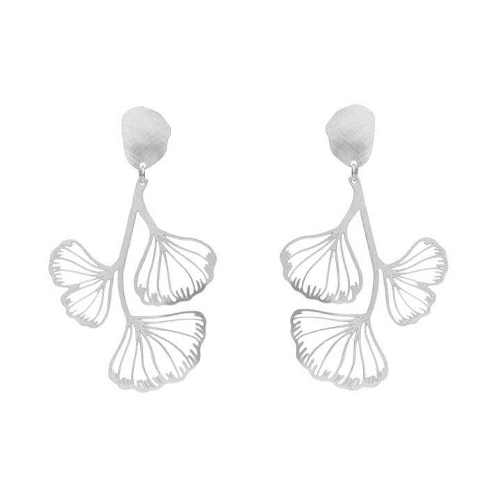 Ginkgo Biloba Silver Plated Metope Earring for wholesale by RAS