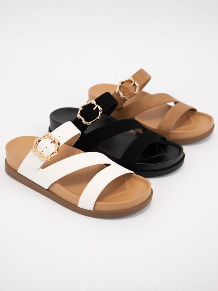 ASTRID ASYMMETRIC STRAP HEXAGON BUCKLE SANDALS for wholesale by CCOCCI