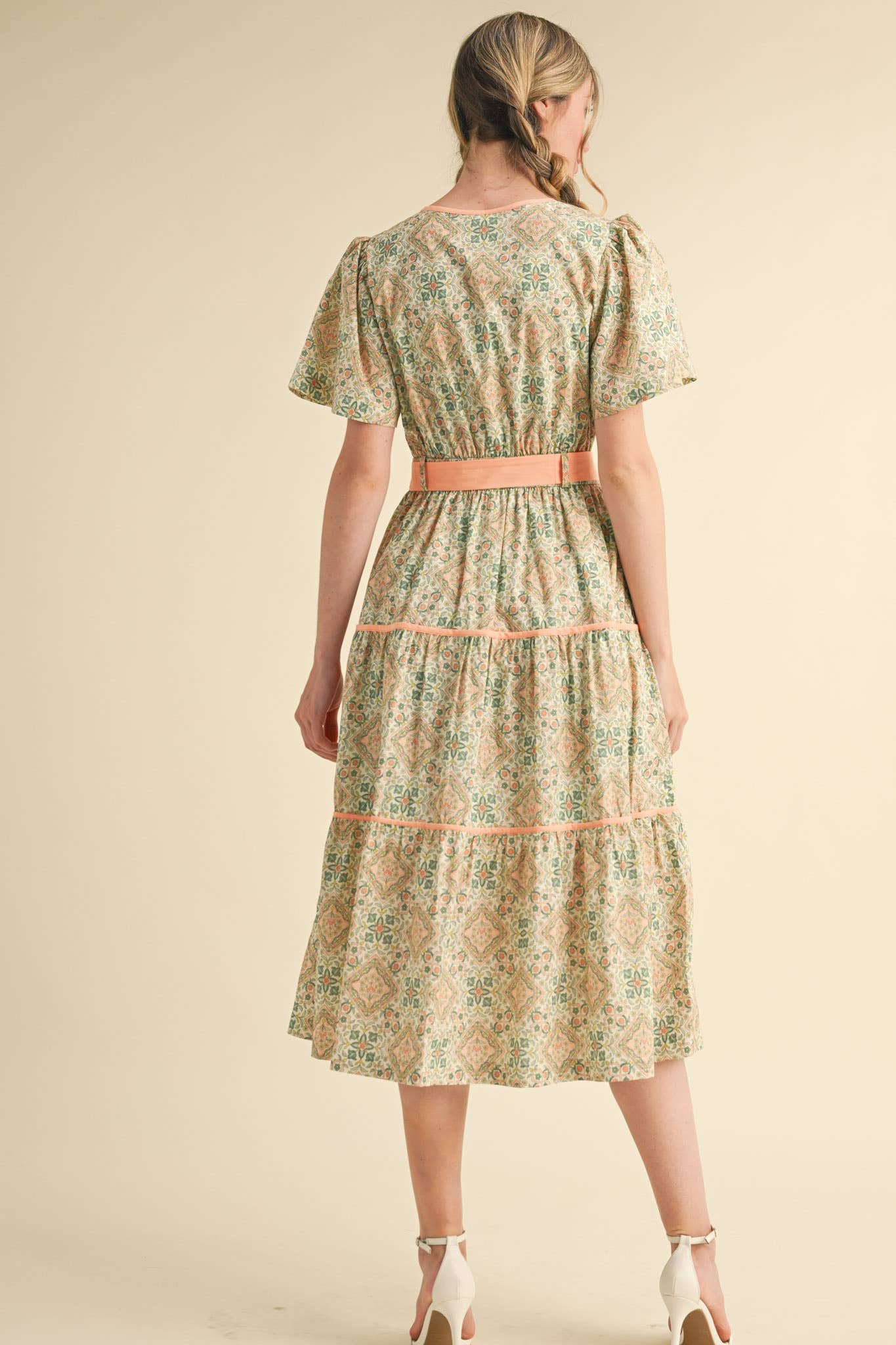 &MERCI - Vente Robe – femme - ROBE MIDI IMPRIMÉE À LIENS CONTRASTÉS MDR382120