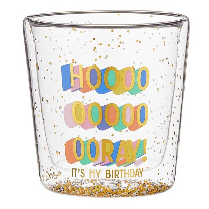 Double-Wall Drinking Glass - Hooray Birthday for wholesale by Slant Collections by Creative Brands
