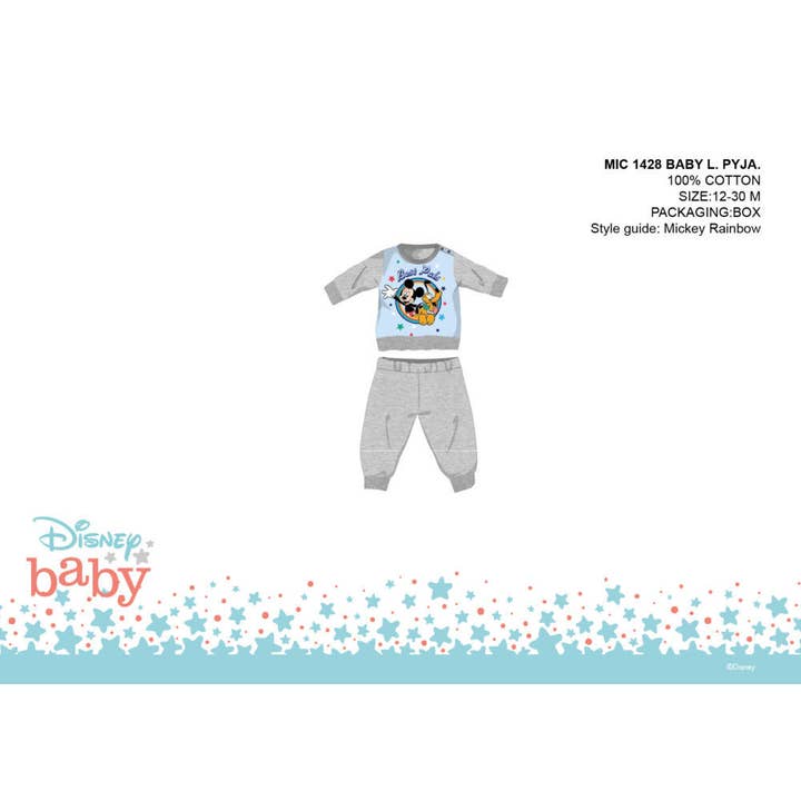 Disney Mickey Mouse Jersey Cotton Baby Pajamas Grey for wholesale by Evidence