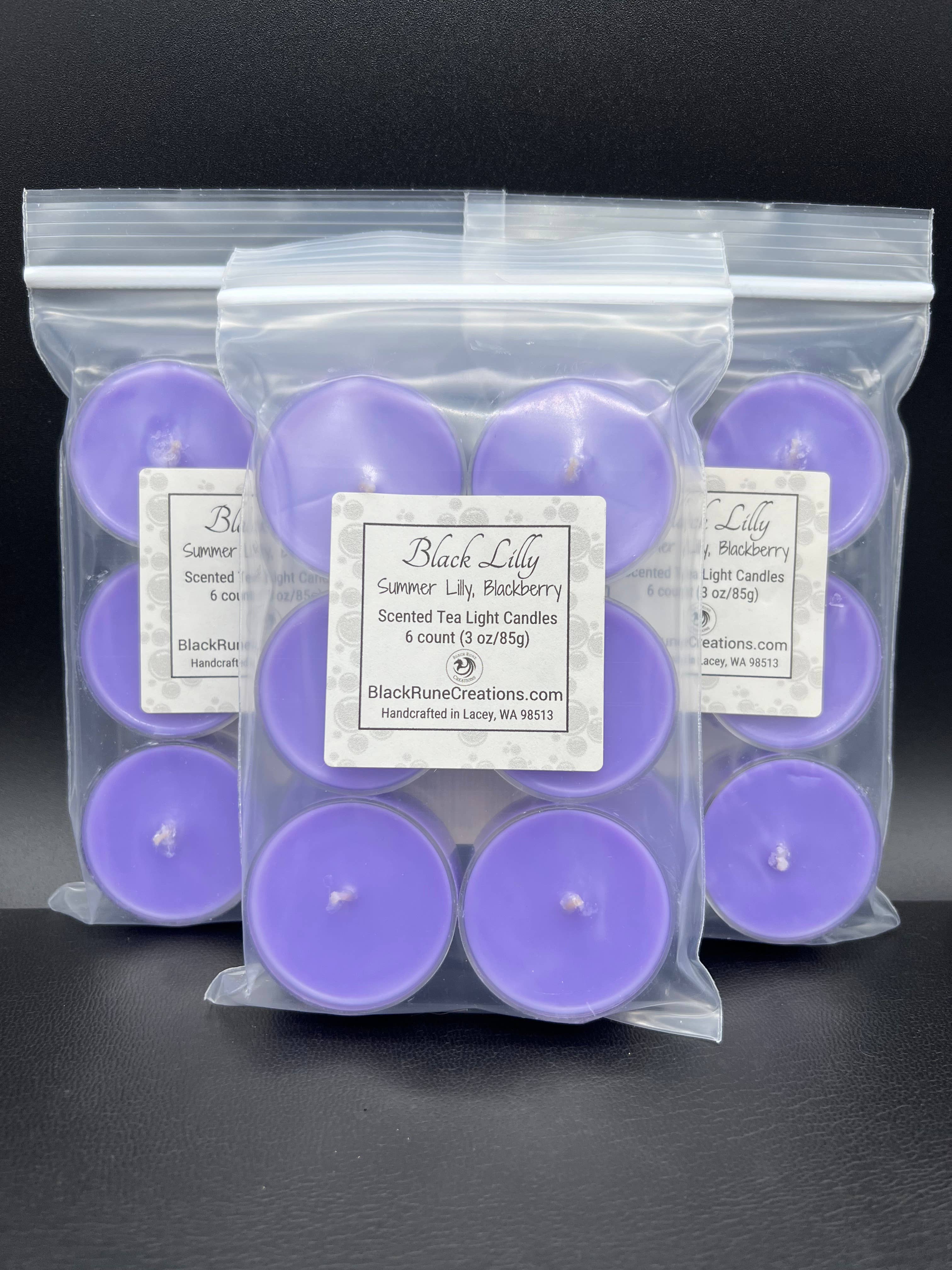 Black Rune Creations - Wholesale Tea Light Candles - Black Lilly Natural Soy Wax Tea Light Candles1