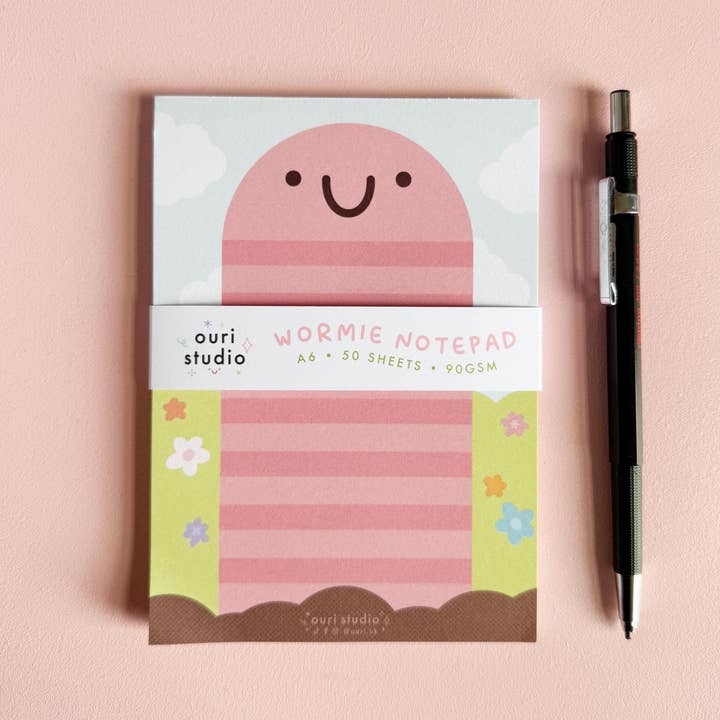 Wormie Notepad - Cute Earthworm Notes List Desk Pad for wholesale by Ouri Studio