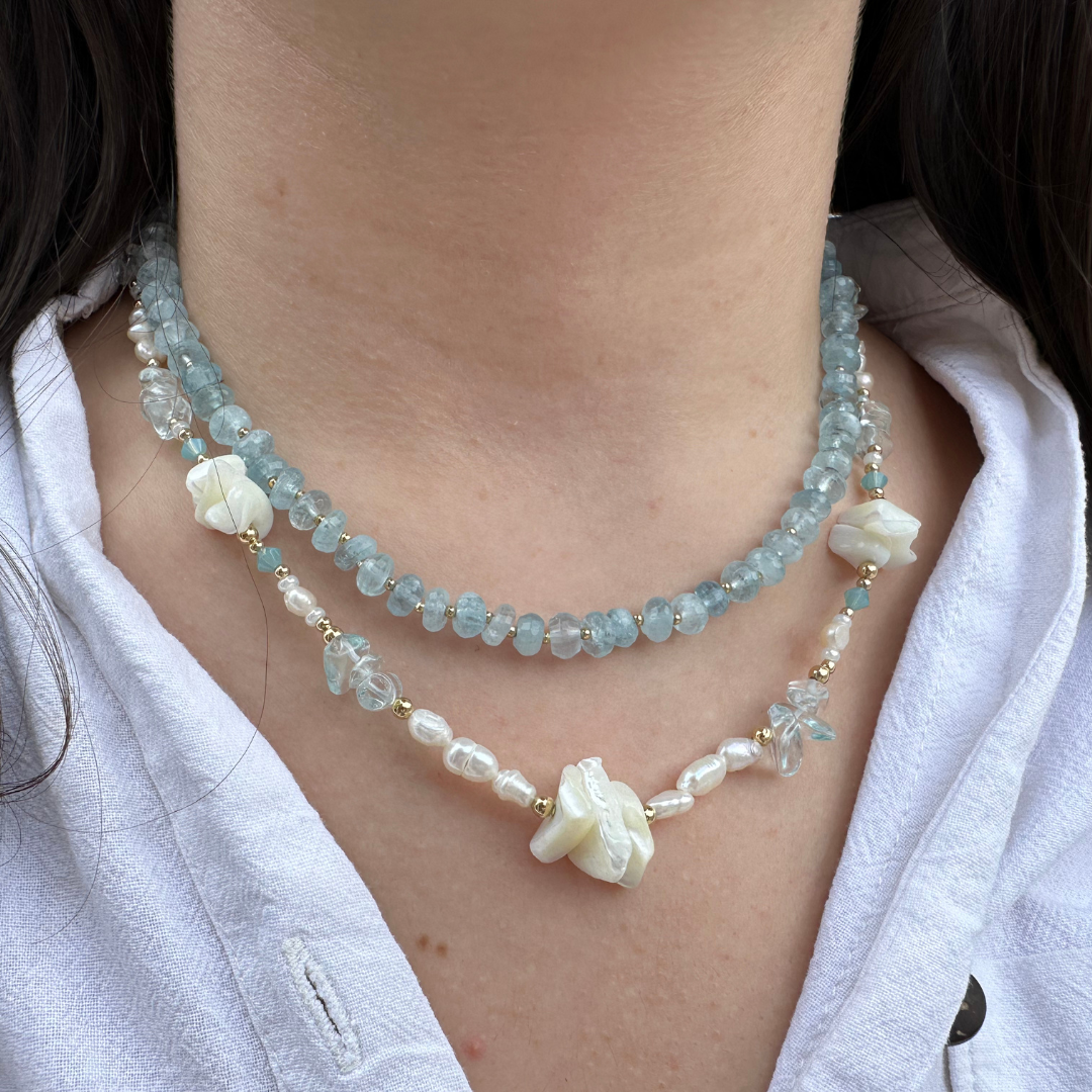 Camilla Limón - Wholesale Beaded/Pearl Necklace - Gemstone Fresh Water Pearl Mother of Pearl Gold Necklace10