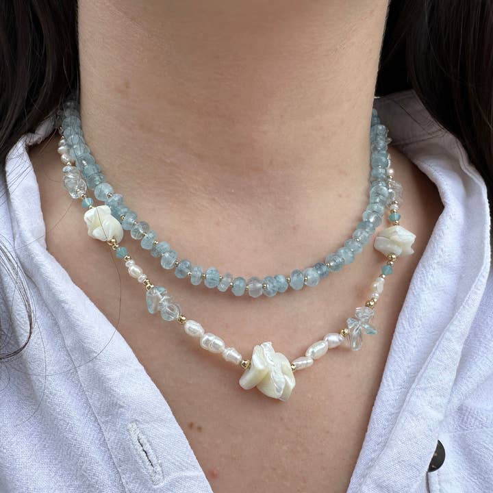 Camilla Limón - Wholesale Beaded/Pearl Necklace - Gemstone Fresh Water Pearl Mother of Pearl Gold Necklace10