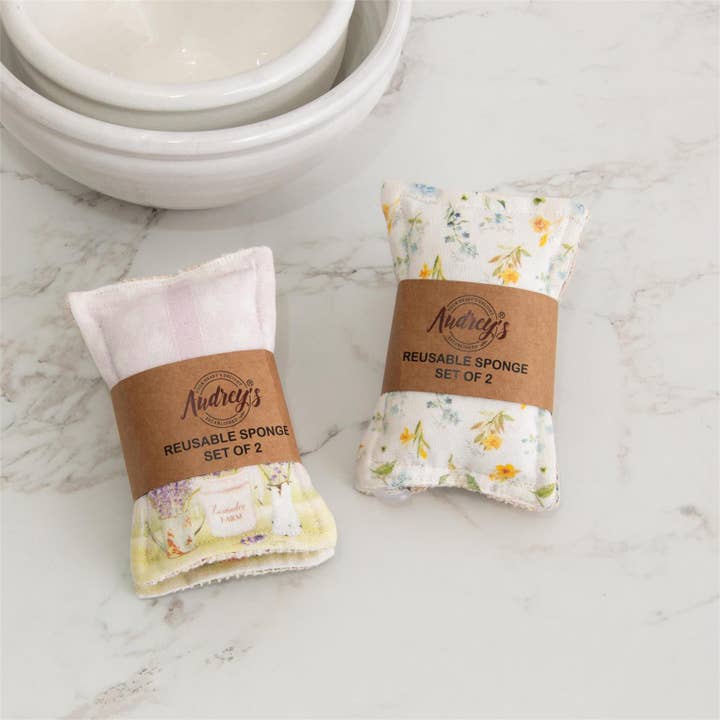Reusable Fabric Sponges - Lavender And Floral (Pk/06 Pr) for wholesale by Audrey's Home & Gift