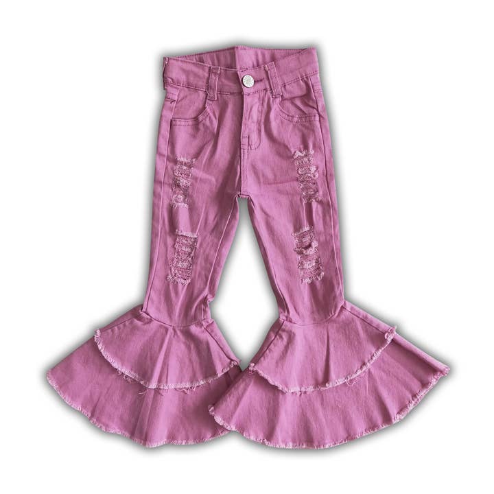 Girl Purple denim pants for wholesale by Yawoo Garments
