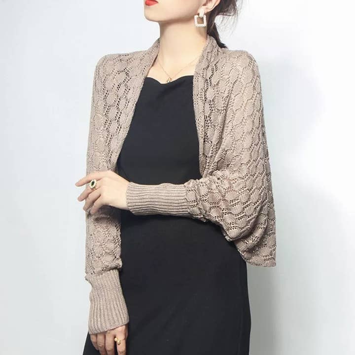 Fennco Styles - Vente Cardigan – femme - Boléro ajouré en crochet à manches longues22