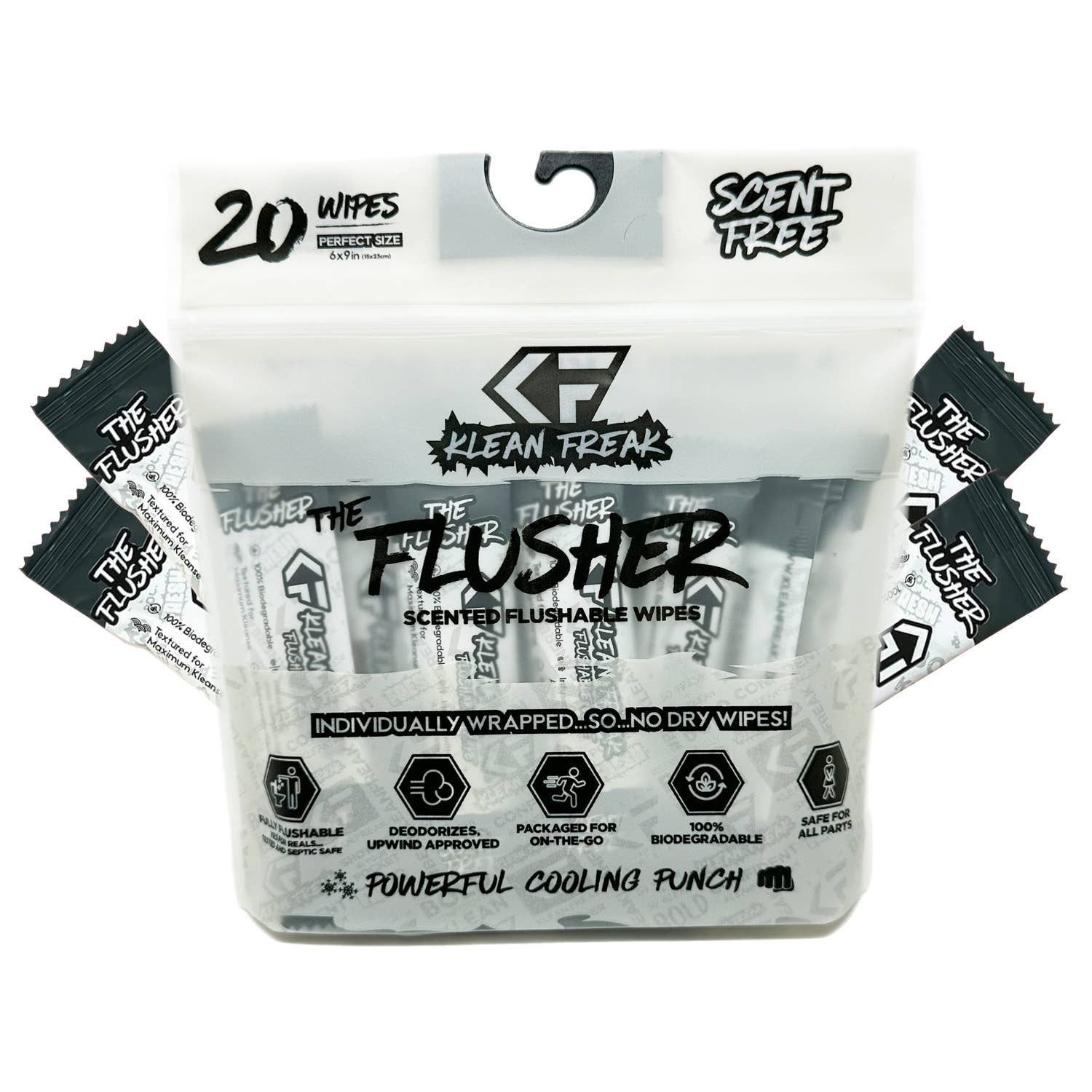 Klean Freak - Wholesale Face & Body Wipes - Klean Freak Flusher 20 Pack 11