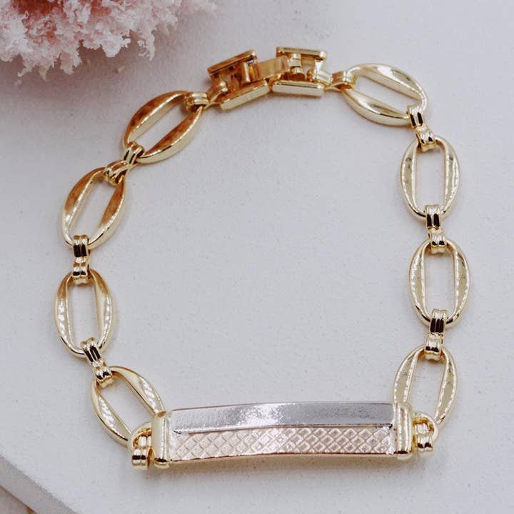 Bracciale con placca a 2 toni per la vendita all'ingrosso da parte di Cherie by Cherie