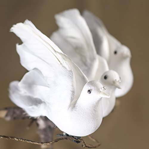 Factory Direct Craft - Wholesale Artificial Flowers - 5-1/2" Artificial White Dove Birds with Clips (Pack of 12 )4