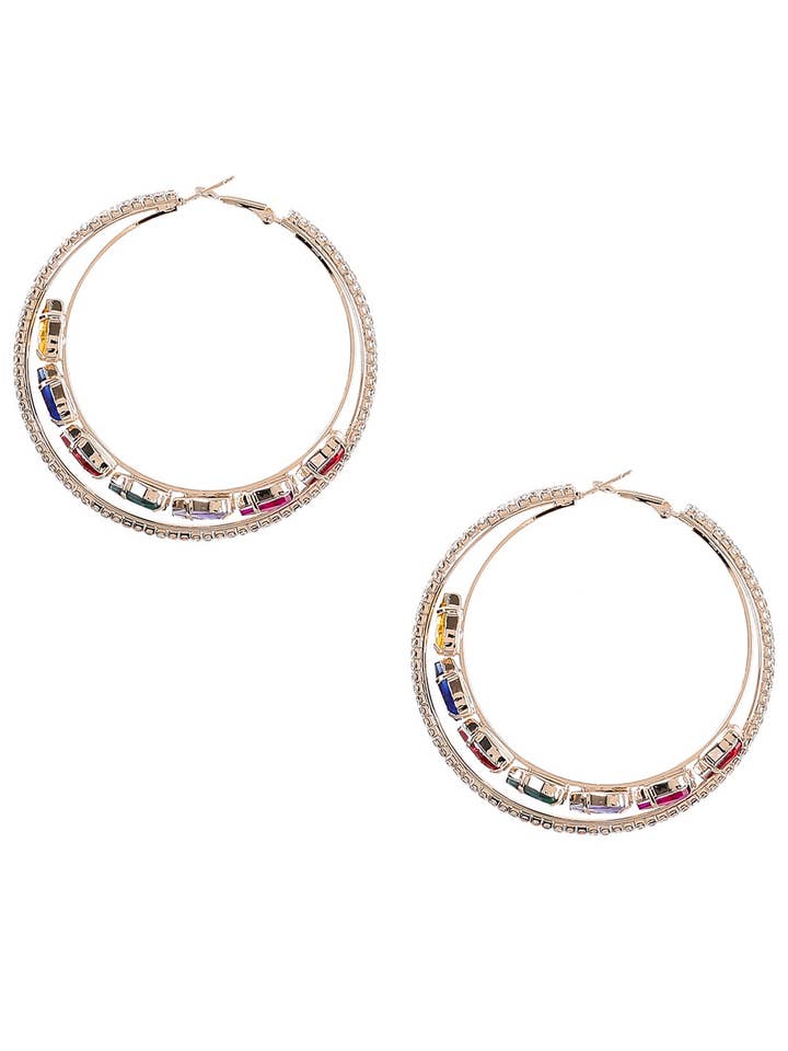 Dubbelgelaagde Oorringen met Strass-steentjes E5670 voor wholesale door Ole