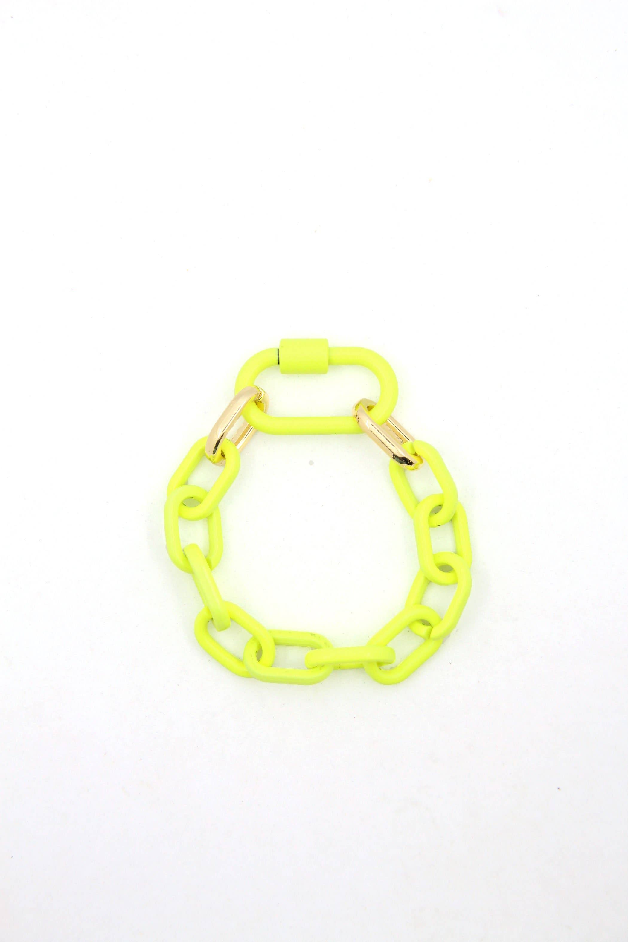 Woman Shops World - Vente Bracelets maillon et chaîne - Bracelet chaîne émaillée Luxe Link avec fermoir mousqueton2