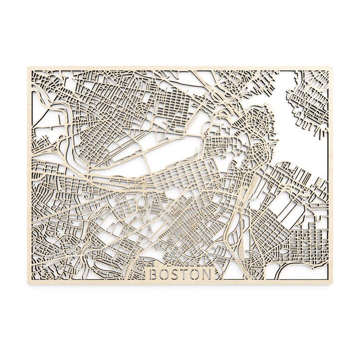 Mapa de la ciudad de madera, EE. UU. Boston MA para venta al por mayor de Papurino
