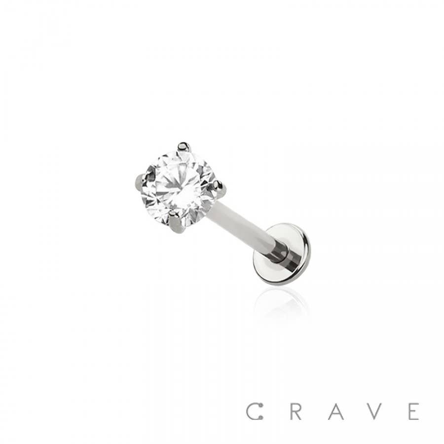 CRAVE - Wholesale Stud/Post Earrings - 4MM DISK IMPLANT GRADE TITANIUM PRONG SET PUSH IN THREADLESS1