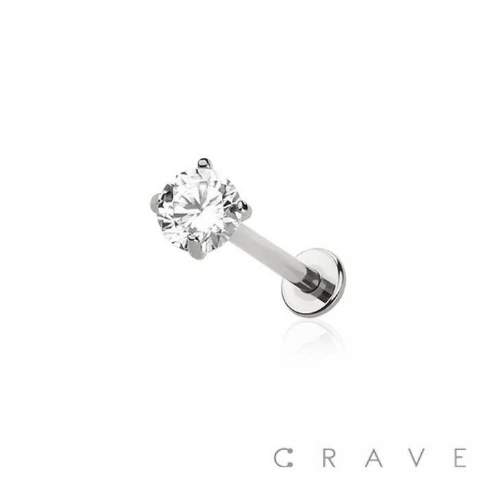 CRAVE - Wholesale Stud/Post Earrings - 4MM DISK IMPLANT GRADE TITANIUM PRONG SET PUSH IN THREADLESS1