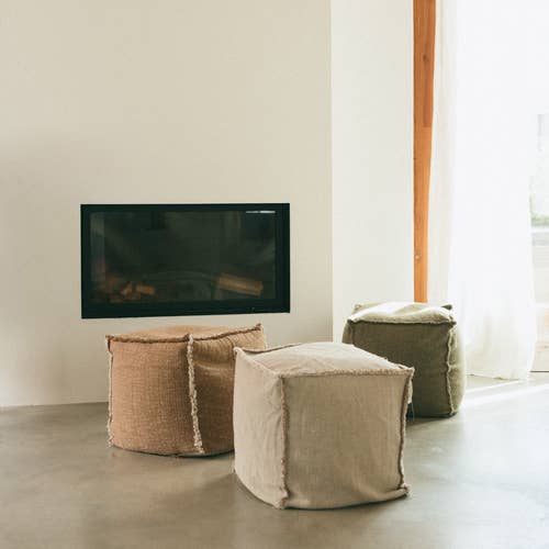 Lorena Canals Home - Wholesale Pouf - Handloom Pouf Beige2