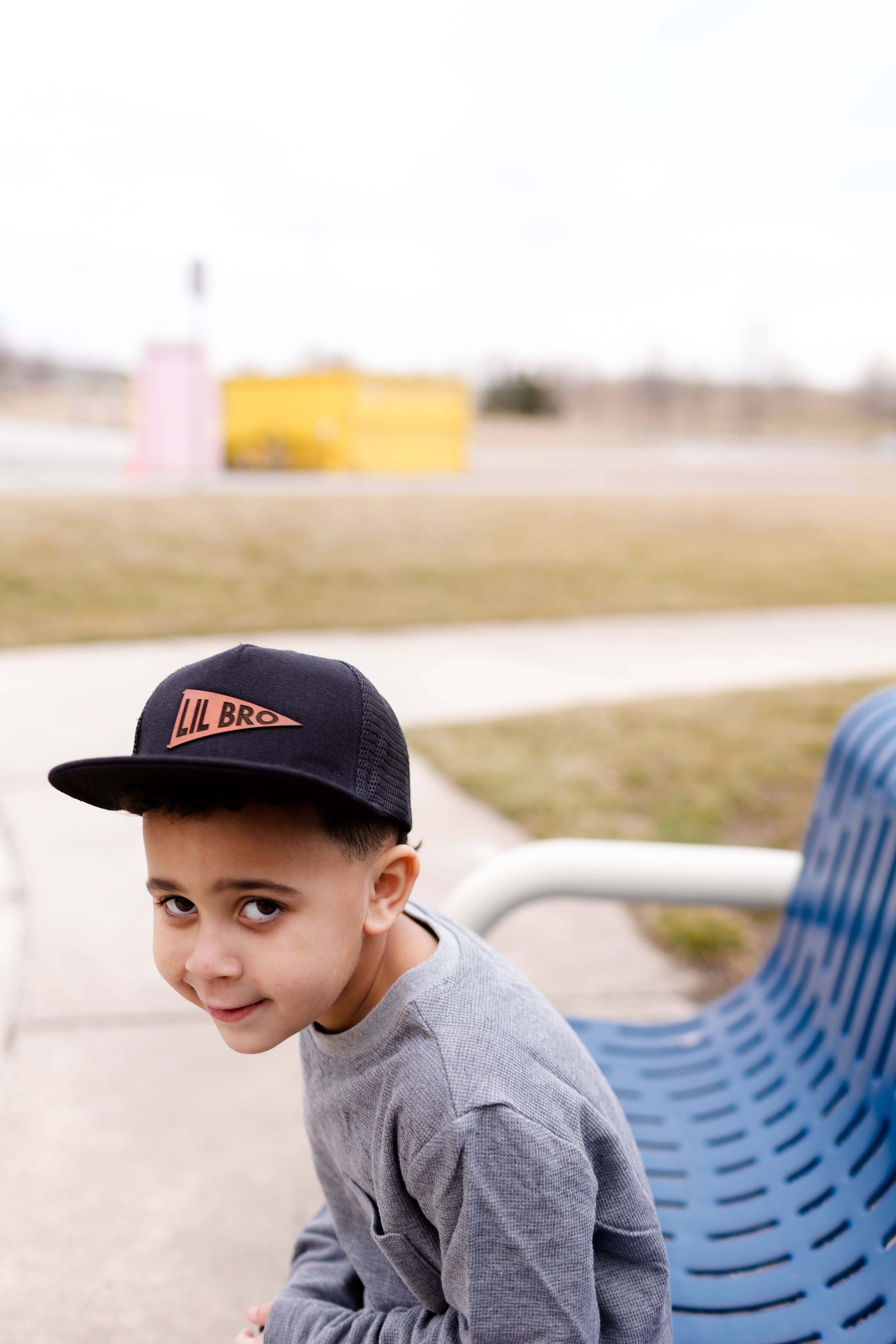 Left Grain - Wholesale Kids Hat - Kids - Big Bro and Lil Bro Pennant Leather Patch Kids Hat15