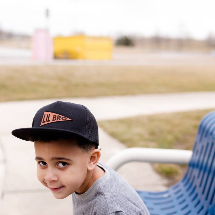 Left Grain - Wholesale Kids Hat - Kids - Big Bro and Lil Bro Pennant Leather Patch Kids Hat15