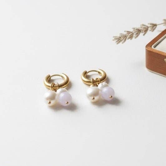 OE! - Wholesale Dangle Earrings - Pearl Rose - cerchi3