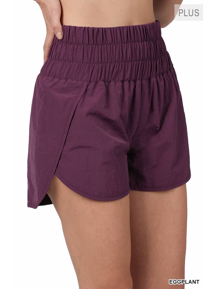 42POPS - Wholesale Shorts - Women's - .....SI-23326 PLUS SIZE Windbreaker shorts w/ lining & mesh pocket