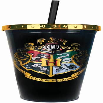 Spoontiques - Harry Potter Tumbler - Deathly Hallows Glitter Cup with Straw  - 20 oz - Acrylic - Black 