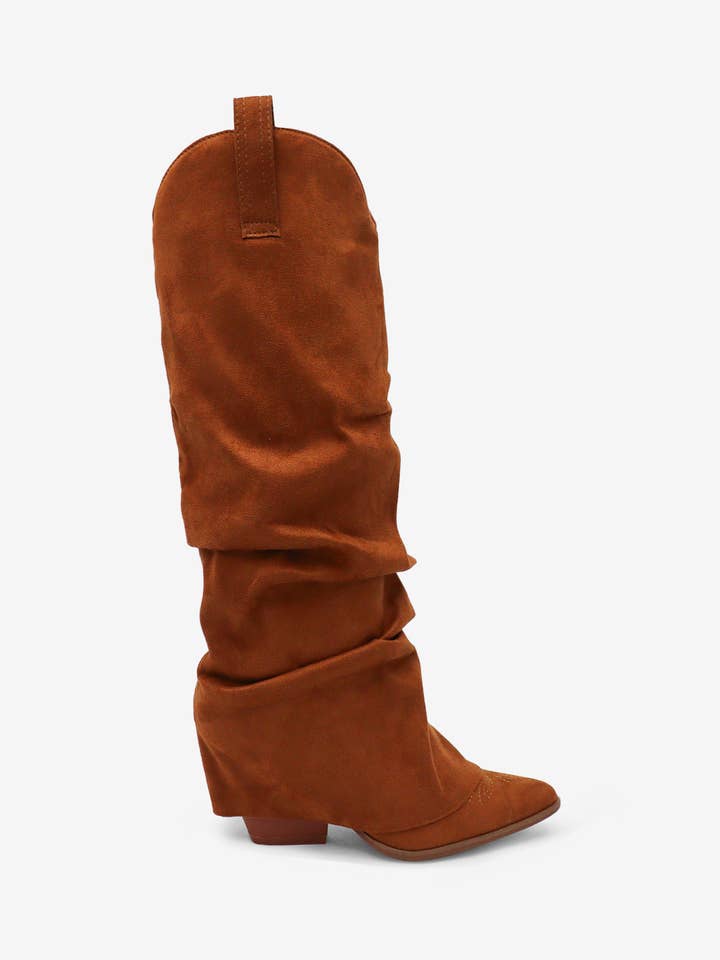 Tan CONNECTION - Slouchy Cowboy Boots for wholesale on Faire