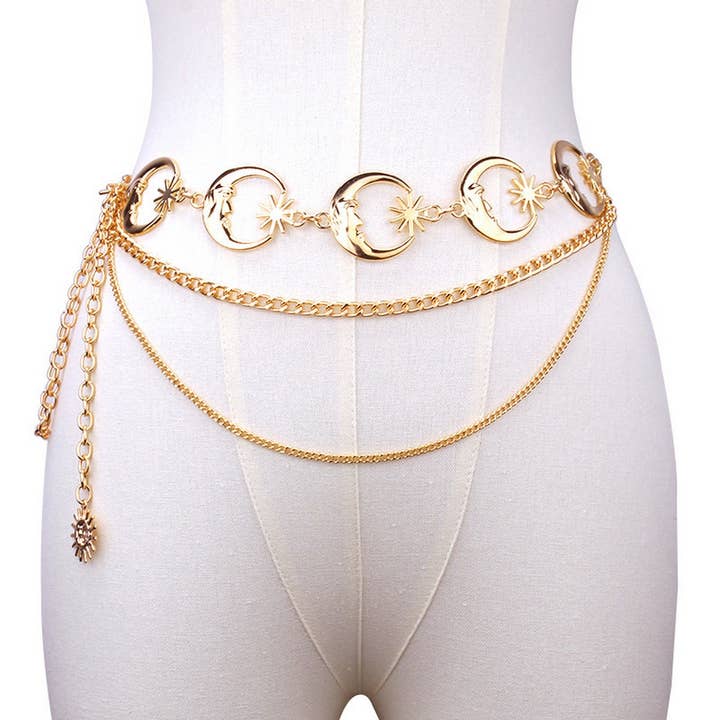 ACCITY - Wholesale Face/Body Chain - METAL SUNFLOWER WAIST CHAIN BODY CHAIN_CWMM06506