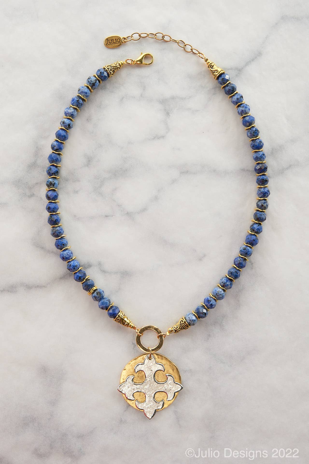 Julio Designs - Wholesale Pendant/Charm Necklace - Ginsburg Gemstone with Maltese Cross Pendant4