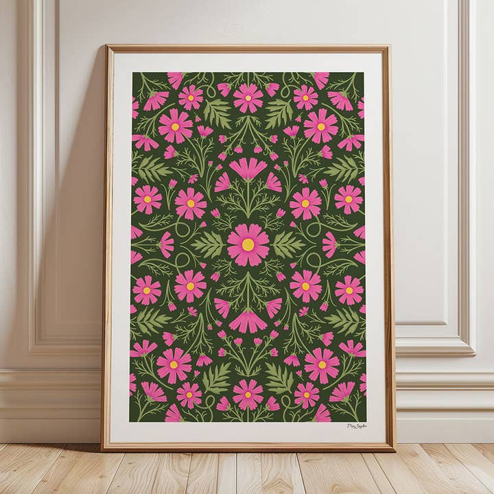 Cosmos Heritage Floral Art Print for wholesale by Maz Leyden