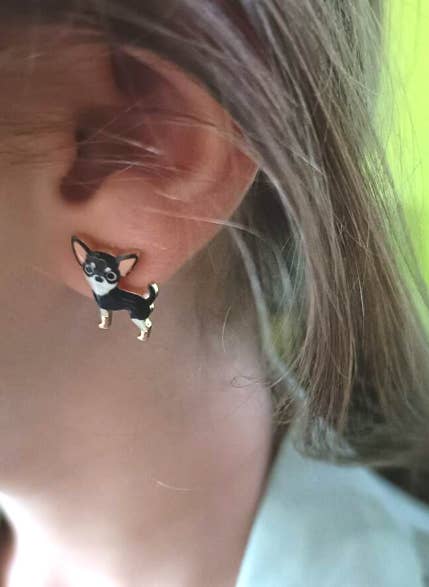 Wild & Free - Wholesale Dangle Earrings - Pendientes de perro Chihuahua negro2