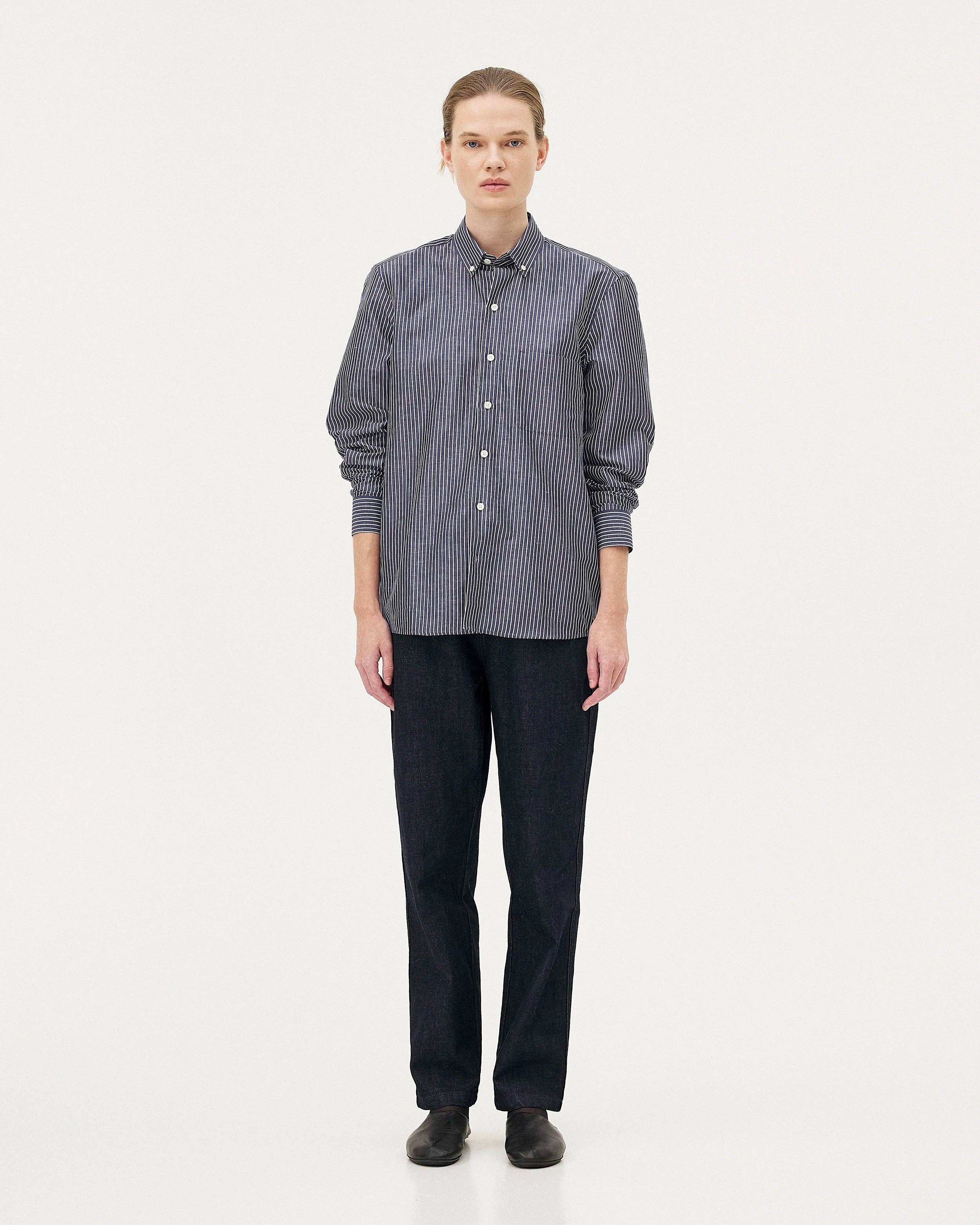 NOYOCO - Vendita all'ingrosso Camicia button down - Uomo - Camicia Curtis a righe blu6