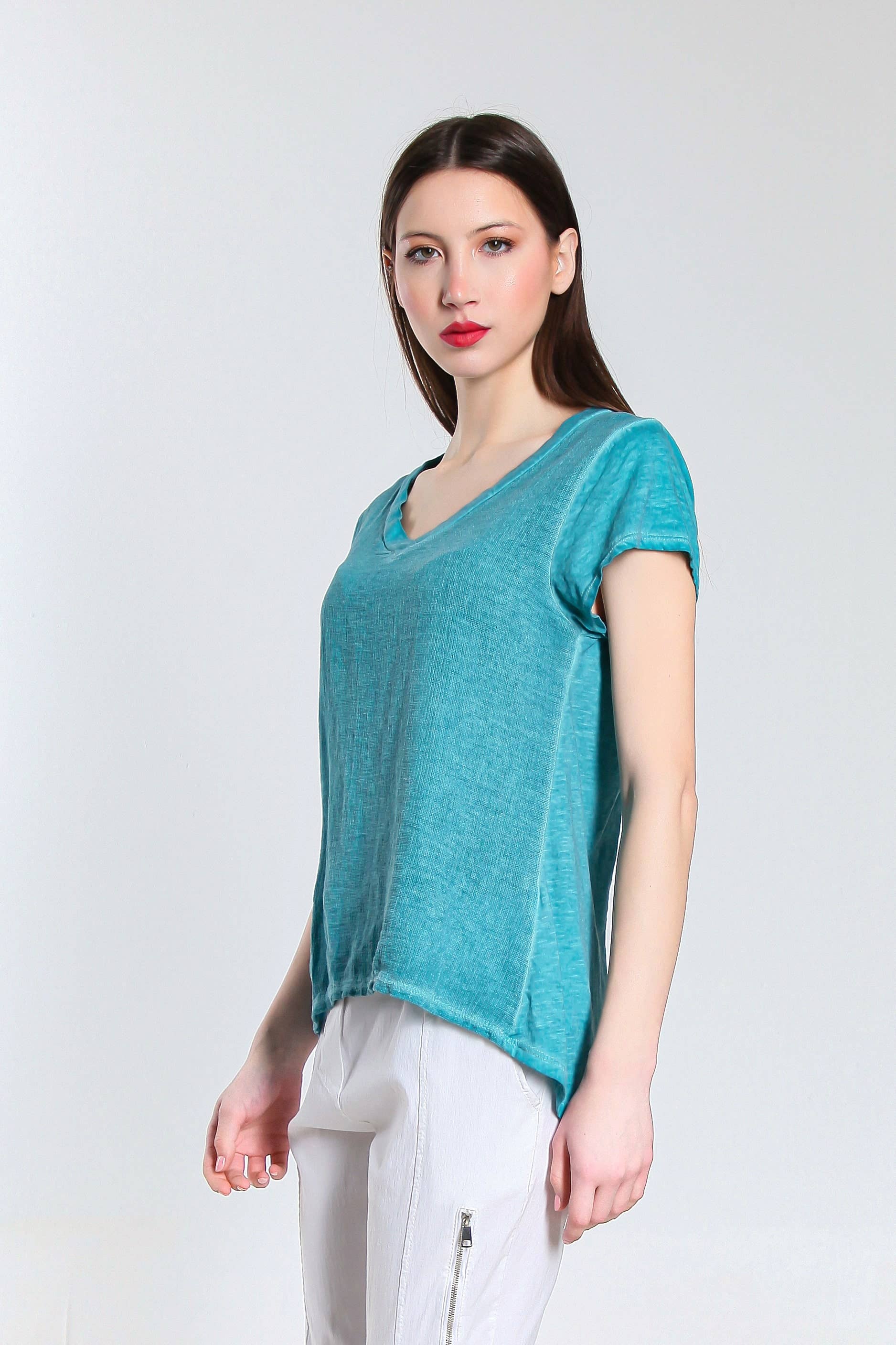 TINA Stephens Italy/Tees By Tina - Wholesale Blouse - Women's - Nola Cotton/Linen V-Neck Top (BSS207)8