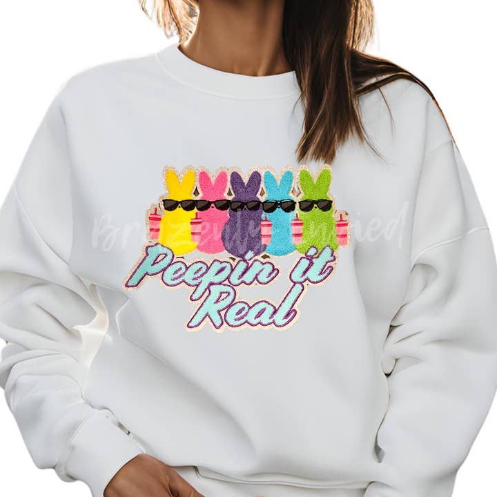 Easter Patch Peepin it Real Easter Chenille Patch Great Easter Shirt for wholesale by Brazenly Envied