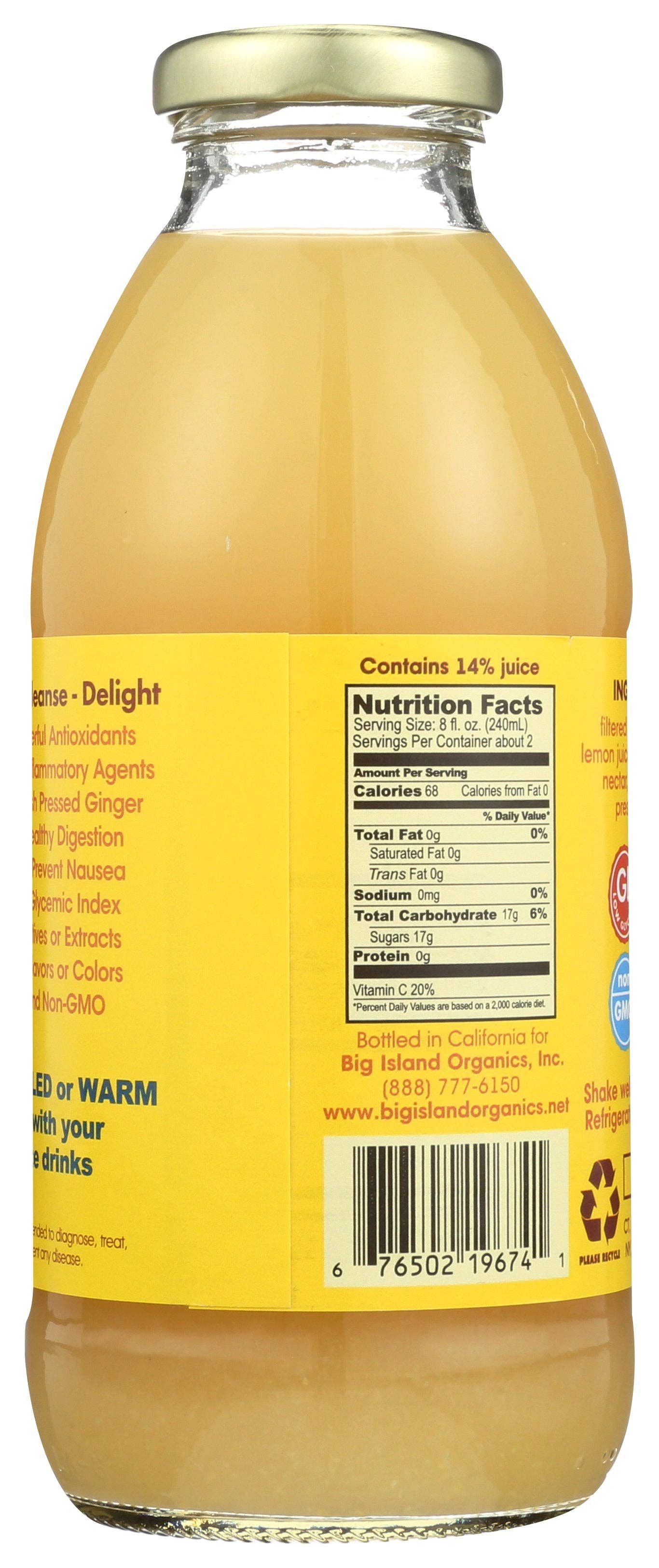 Everyday Supply Co - Wholesale Wellness Juice/Tonic - BIG ISLAND ORGANICS JCE HWAIAN GINGERADE ORG - Case of 121