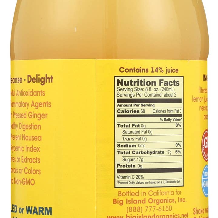 Everyday Supply Co - Wholesale Wellness Juice/Tonic - BIG ISLAND ORGANICS JCE HWAIAN GINGERADE ORG - Case of 121