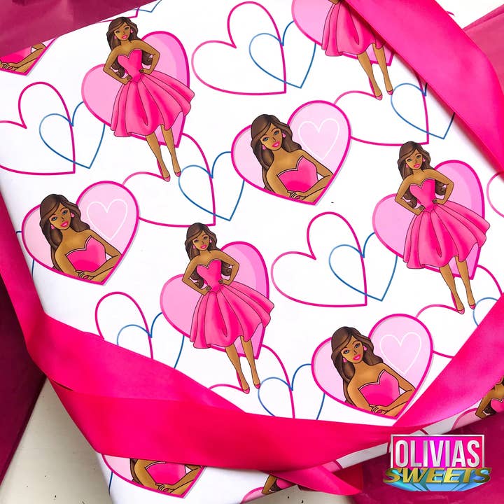 Brown Skin Princess Doll Eco Friendly Gift Wrap for wholesale by Olivias Paper