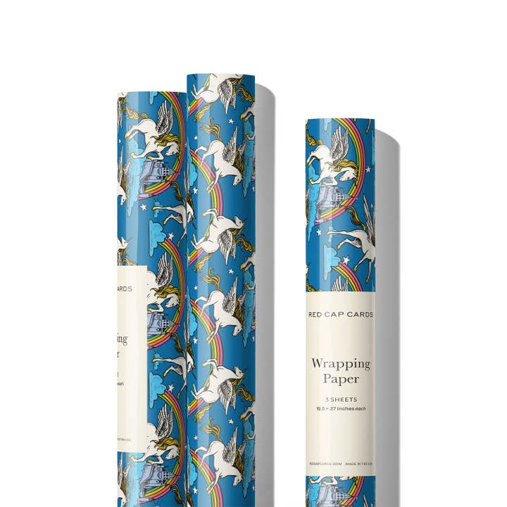 Red Cap Cards - Wholesale Flat Wrap - Unicorn Queen wrapping paper1