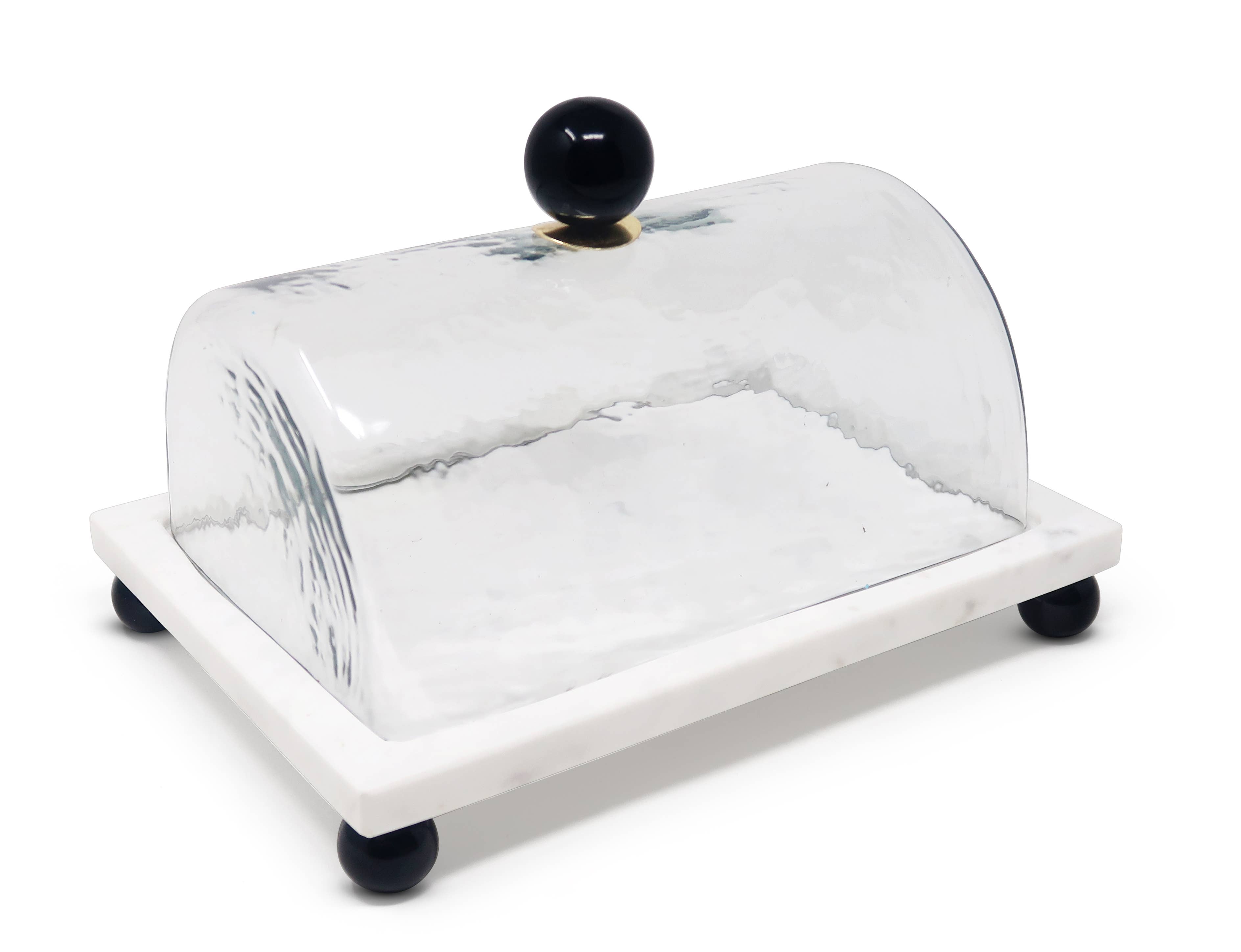 CLASSIC TOUCH DECOR INC. - Wholesale Cake Stand - Marble Cake Plater with Glass Cover and Ball Knob - 10.4"L2