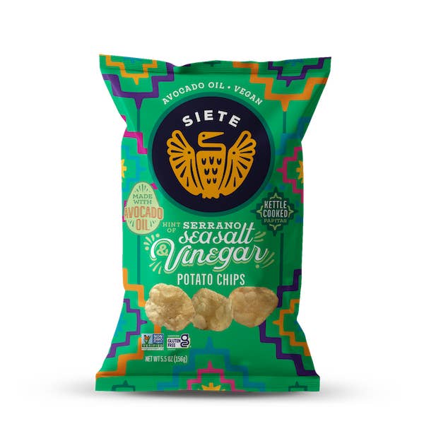 Siete Foods - Wholesale Chips - Sea Salt & Vinegar w/ Hint of Serrano Kettle Cooked Potato C