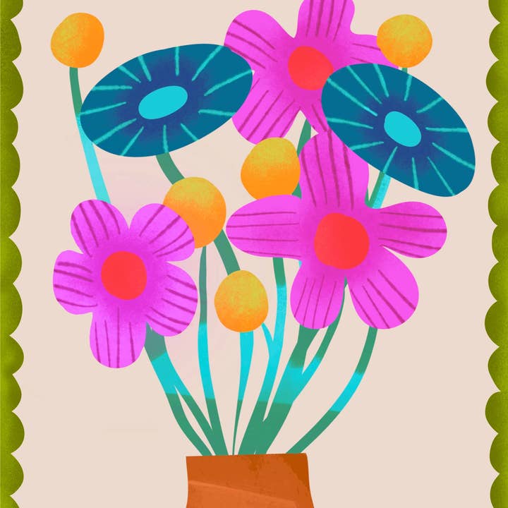 Mid-Century Bouquet Giclée Print for wholesale by Neon Swan Studio LLC